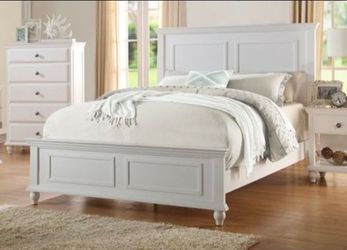 White Wood Panel Bed Frame