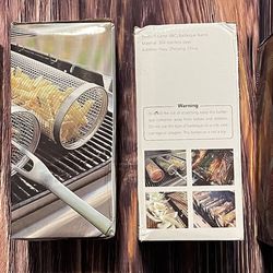 Grilling 4 Pack Rolling Grilling Baskets, Stainless Steel BBQ Grill Basket Round Barbecue Net Tube for Outdoor Camping Picnic, Non-Stick Wire Mesh Cyl