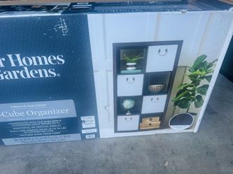 New Better Homes & Gardens Tobacco Oak Finish 8 Cube Storage Organizer,