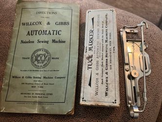 Original Wilcox & Gibbs Sewing Machine manual & Tuck Marker in box, unused