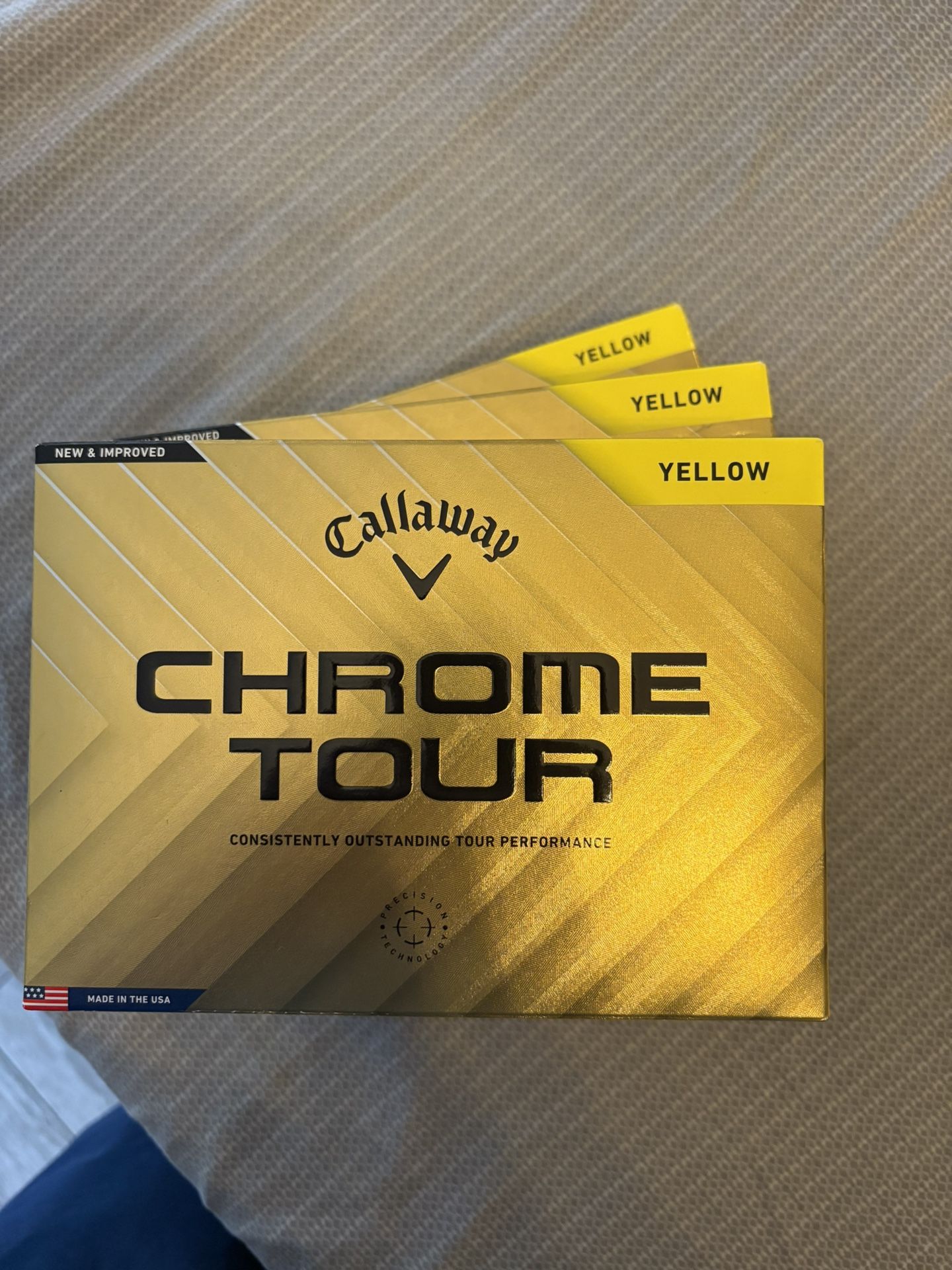  3 Dozen (36) Callaway Chrome Tour  Yellow Solid Yellow Golf Balls BNIB