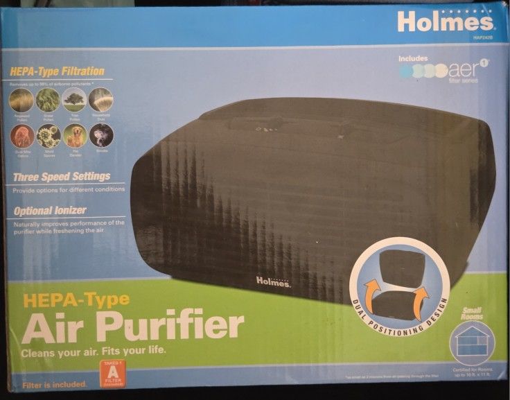 Holmes Desktop HEPA-Type , 3 Speeds plus Optional Ionizer small Air Purifier, HAP242B-U, Black