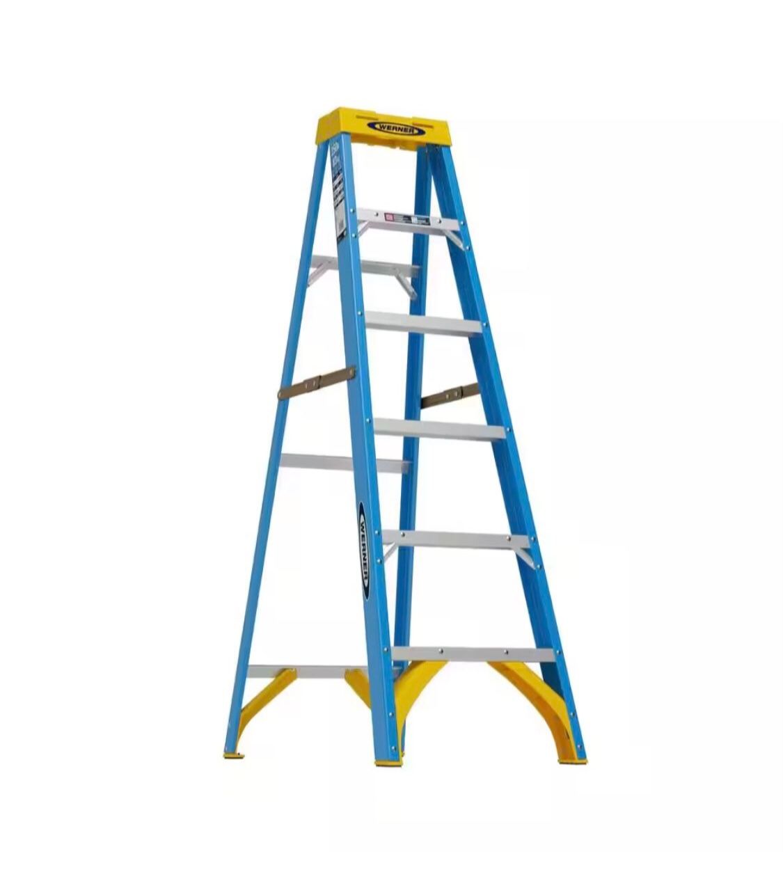 Werner 6 ft. Fiberglass Step Ladder (10 ft. Reach Height) with 250 lb. Load Capacity Type I Duty Rating ! NEW !!!