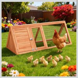 Small Chicken Coop, Chicken Run,Small Wooden Duck Coop Outdoor Quail Cage Rabbit Pet Hutch House Small Animals (Ntural Wood)