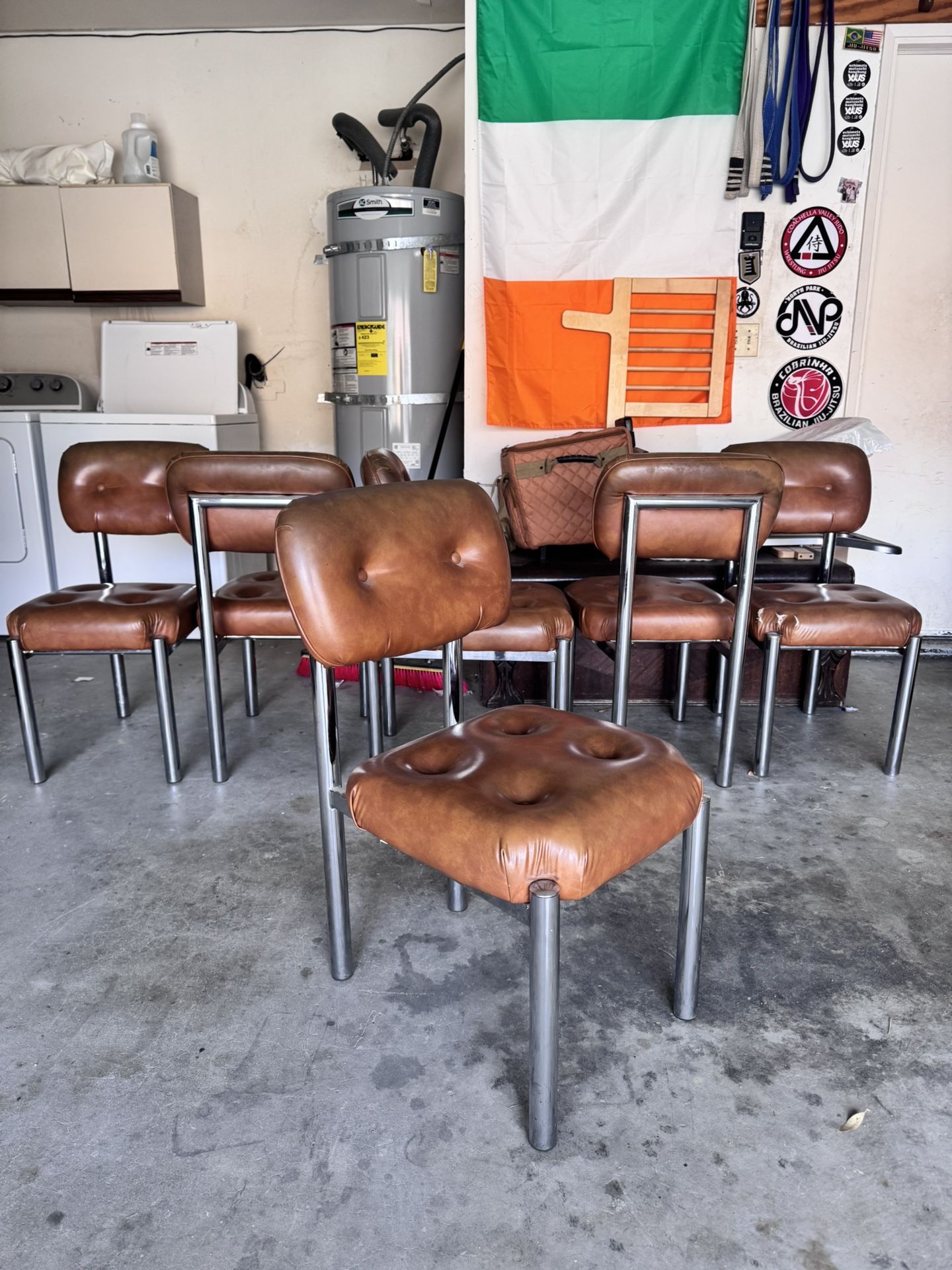 1970s MCM Chrome Dining Chairs X6