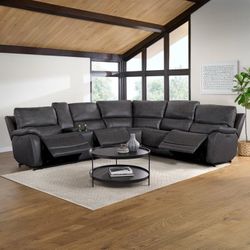 Costco Wylder Leather Power Reclining Sectional with Power Headrests $550/6pcs