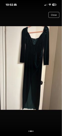 Dark Green Velvet Long Sleeve Maxi Dress