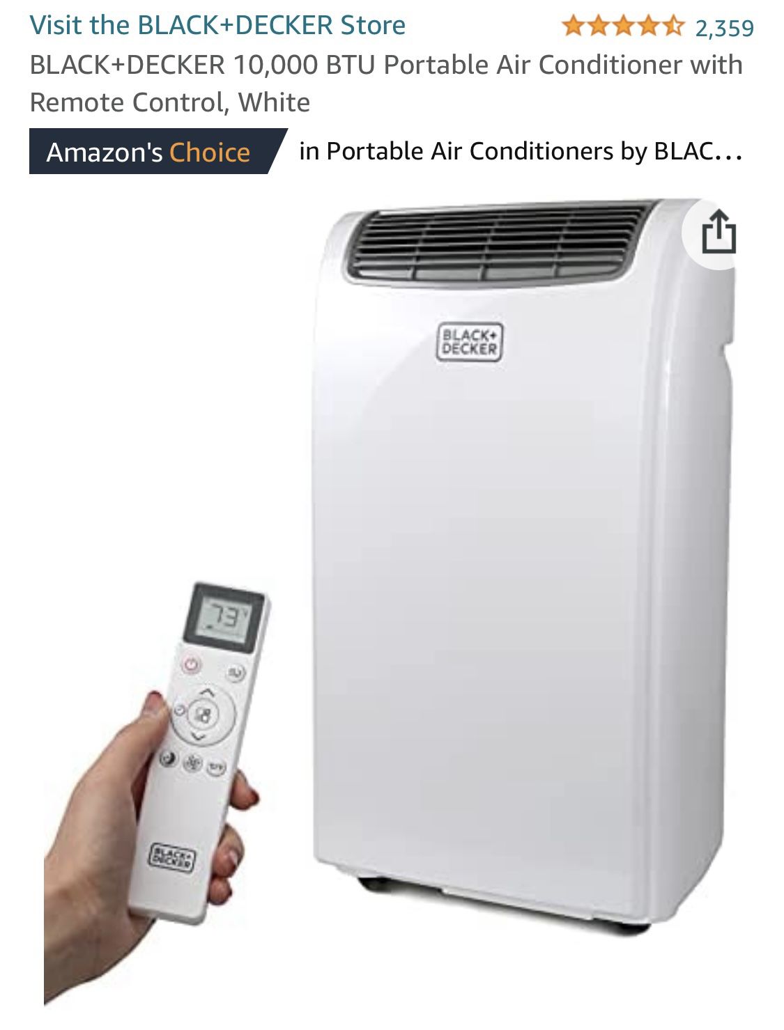 Black & decker portable air conditioner ac fan euc!  Hardly used ! Under retail!