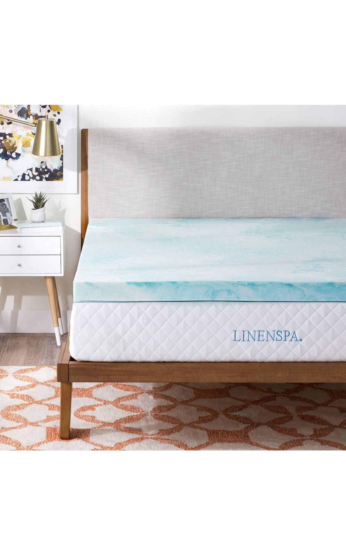 Linenspa 3 Inch Mattress Topper Full - Gel Swirl Memory Foam Full Mattress Topper – CertiPUR-US Cert