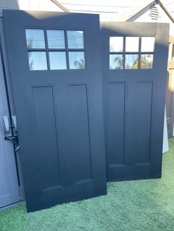 New slabs doors fiberglass wood grain black size w36 h79. $325 each I have 2 pices universal left or right