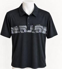 TravisMathew Men’s XXL Black Tropical Palm Golf Polo Shirt Short Sleeve