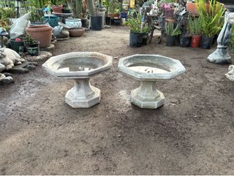 2 Small Cement Bird Baths