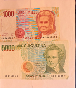 Italy, 5000 Lire 1985 & 1000 Lire 1990 Set Of two