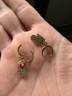 10k gold-filled Hamsa earrings