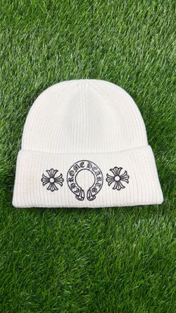 Chrome Hearts White Ribbed Knit Beanie