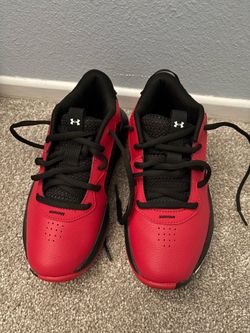 Under Armour Red and Black Sneakers 2Y