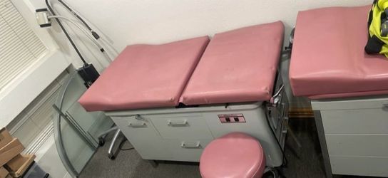 Pink Medical Bed and Matching Stool