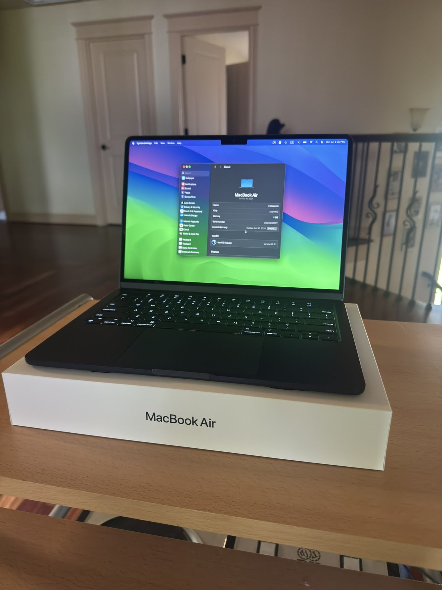 M3 MacBook Air Midnight 8gb Ram 256gb