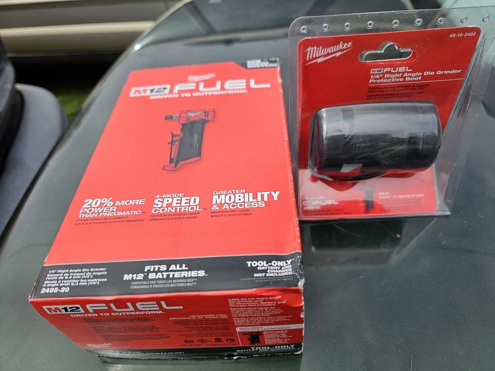 Milwaukee 2485-20 M12 1/4" Cordless Right Angle Die Grinder BARE TOOL, with Milwaukee Boot, NEW