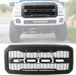11-16 Ford F-250 F-350 R Style Front Bumper Hood Grille Matte Black