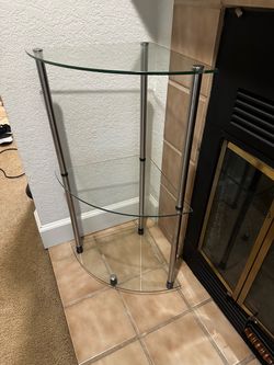 3-Tier Glass and Chrome Shelving Unit