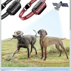 Wireless Dog Fence for 2 Dogs,GPS Dog Fence Collar with Al Smart GPS Signal for Outdoor, Waterproof and Rechargeable Pet Containment System with 3 War