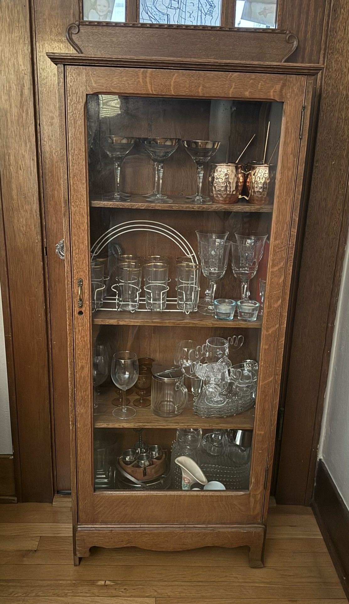 Antique Solid Wood, Glass Front Curio Cabinet