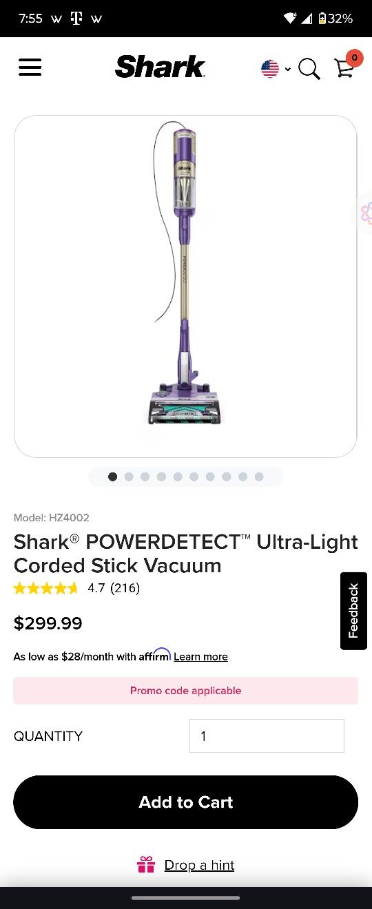 Shark Powerdetect Ultra-Light Stick Vacuum