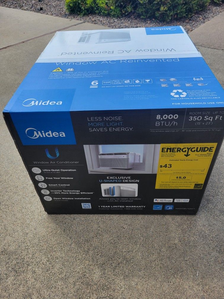 Midea Window AC, 8000 BTU Model MAW08V1QWT
