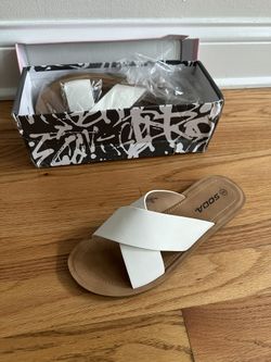 White Slip On Sandal