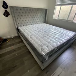 New King Bed Frame With Mattress