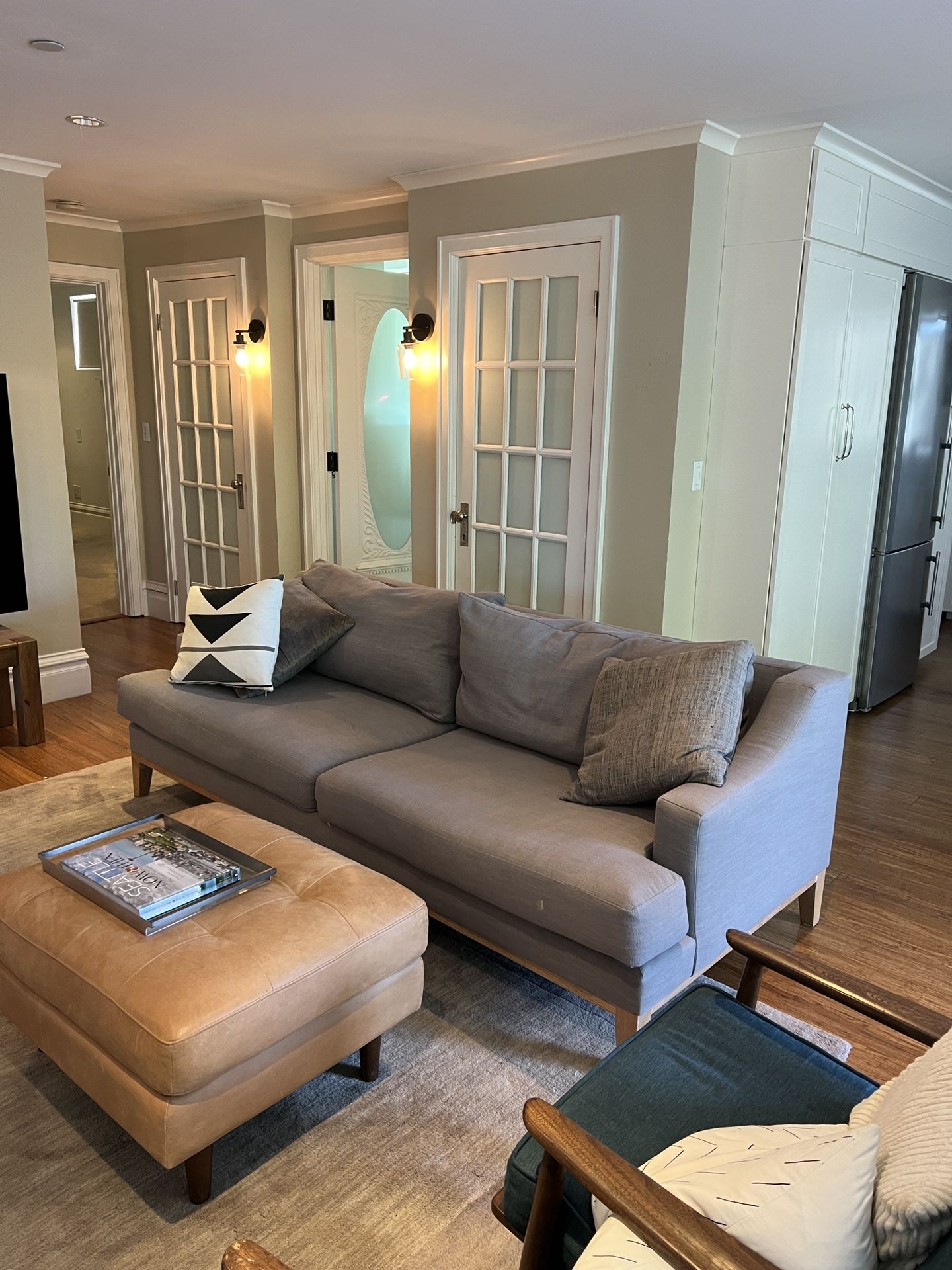 Stylish And Sleek, Couch- Gray/ Blue Sofa Couch 