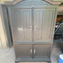 Black Armoire And Dresser With Shelves