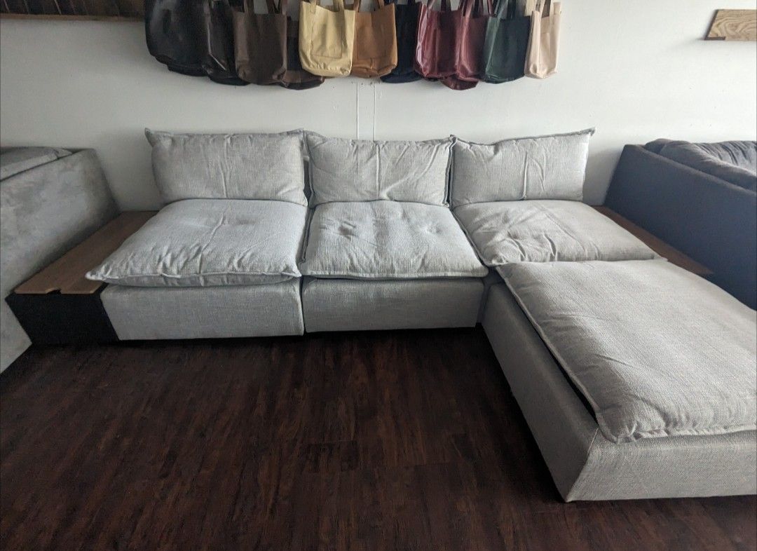 Modern Couch With Ottoman And Side Tables