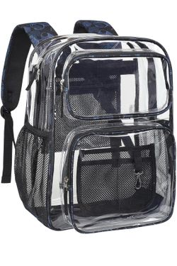 Clear Backpack for School - 17 inch Large Heavy Duty Bookbag, Reinforced See Through PVC Transparent Backpack