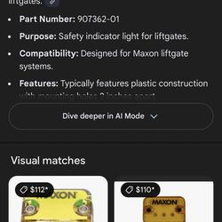 This item is a Maxon Flashing Safety Light for truck liftgates.  Part Number: 907362-01