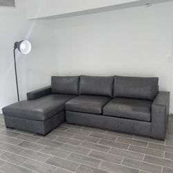 Ethan Allen Conway Leather Sectional Gray Sofa High End Couch/ FREE DELIVERY 🚚 