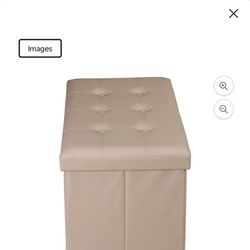 ENY 30" Folding Storage Ottoman Bench Entryway MDF PVC Faux Leather Finish, Beige   36 $15
