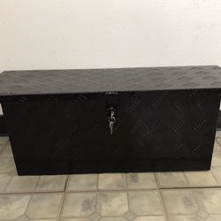 35” (long ) X 12” height Black aluminum tongue trailer tool box