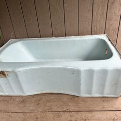 1950’s Powder Blue Cast Iron Tub W/porcelain Coating 
