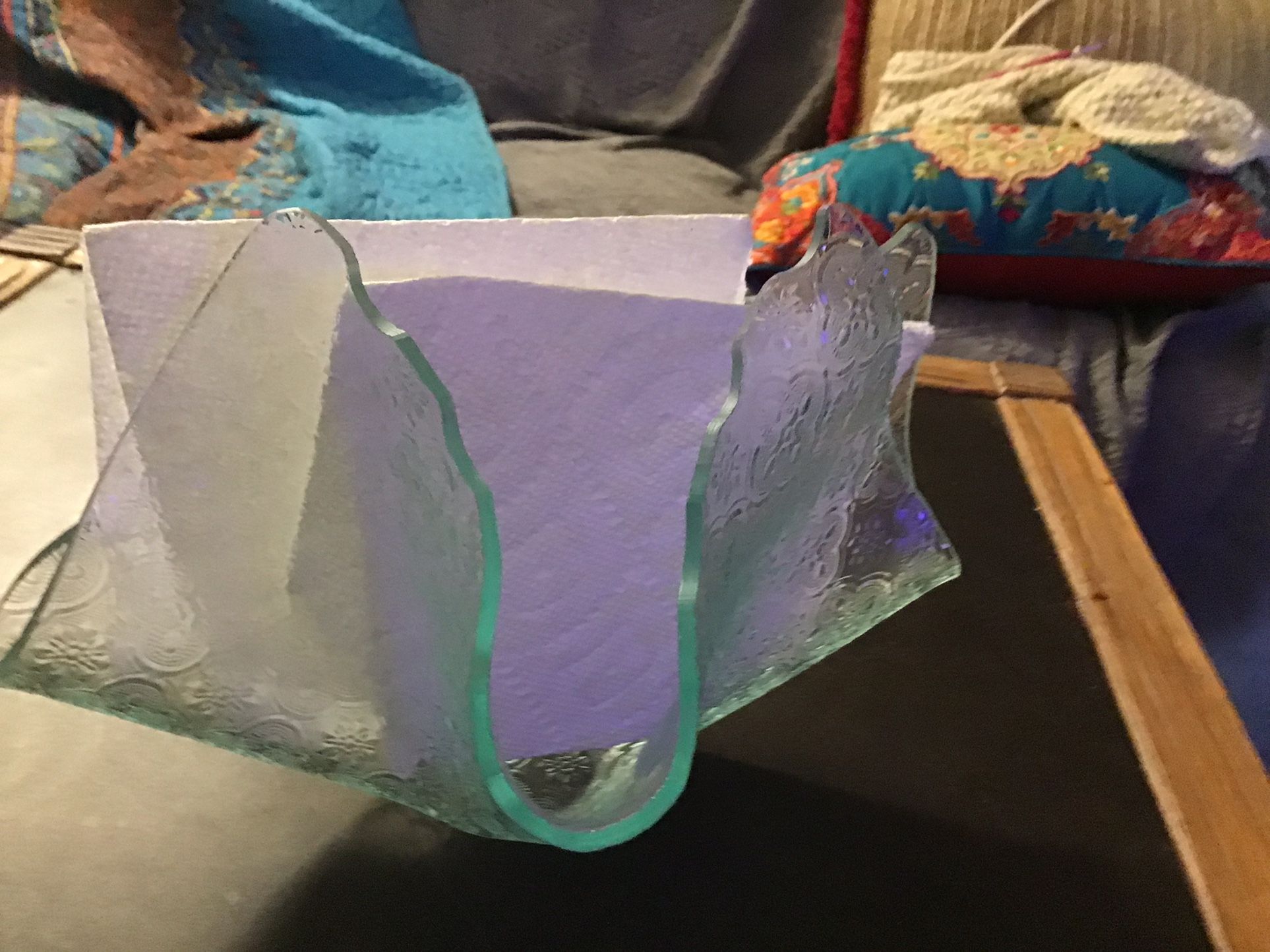 Hand Blow Glass napkin Holder Great Centerpiece