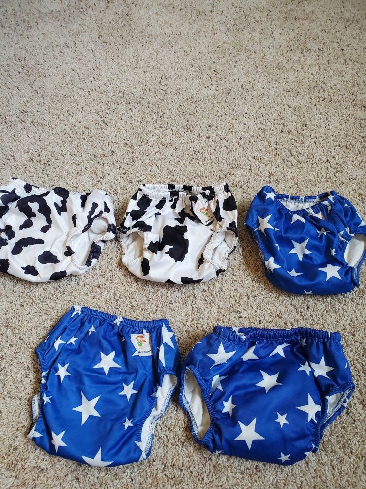 5 Preowned KaWaii Baby Swim Cloth Diapers