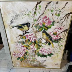 Antique Abstract Oil Painting Signed Lee Reynolds 40.5”Lx51”H