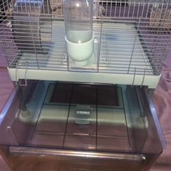Hamster cage with toys, bedding, food