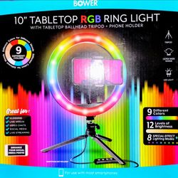 NEW 10" Tabletop RPB Ring Light With Ballhead Tripod & Phone Holder