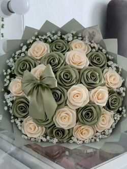 Sage Green and Cream Rose Bouquet