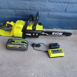 CHAINSAW RYOBI 40V BATTERY AND CHARGER INCLUDED 