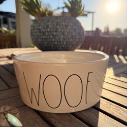 Rae Dunn Woof Ceramic Dog Bowl Large