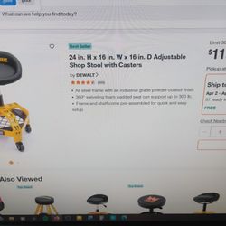 DeWalt Adjustable Shop Stool With Casters