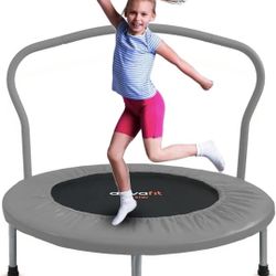 36'' Trampoline for Kids Foldable Mini Toddler Trampoline with Comfortable Foam Handle